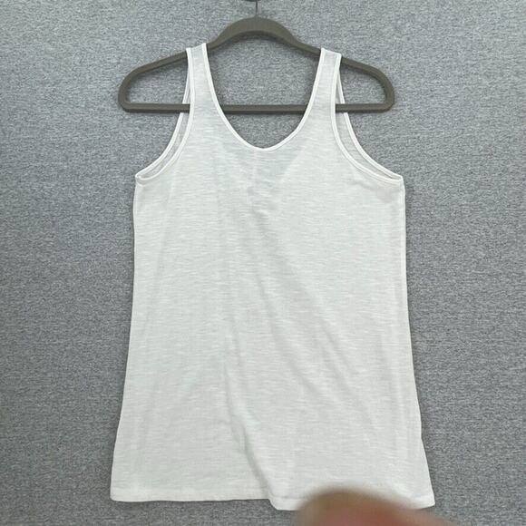 Poof Tank Top Shirt Womens Medium White Lace Up V Neck Sleeveless Lightweight - Picture 9 of 12